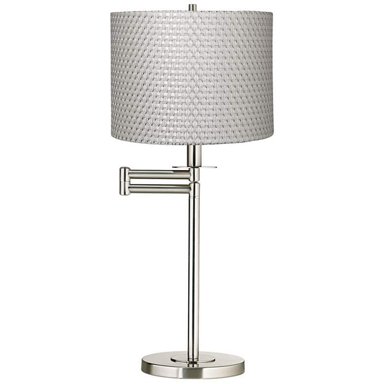 Image 1 White and Silver Weave Brushed Nickel Swing Arm Desk Lamp