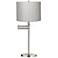 White and Silver Weave Brushed Nickel Swing Arm Desk Lamp