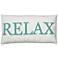 White and Teal Relax 21" x 11" Decorative Lumbar Pillow