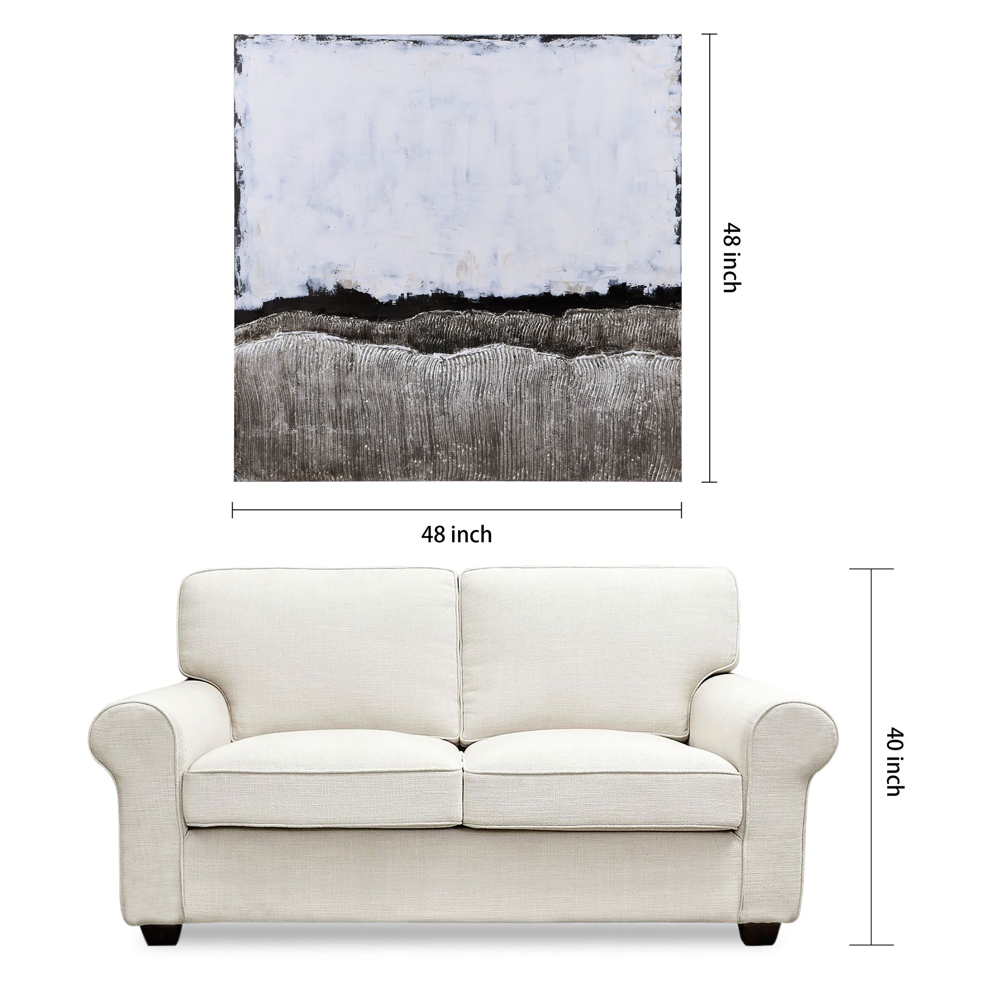 White Atmosphere 48" Square Framed Canvas Wall Art in scene
