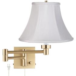White Bell Alta Square Antique Brass Swing Arm Plug-In Wall Lamp