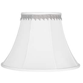 Image1 of White Bell Shade with Silver Leaf Trim 9x18x13 (Spider)