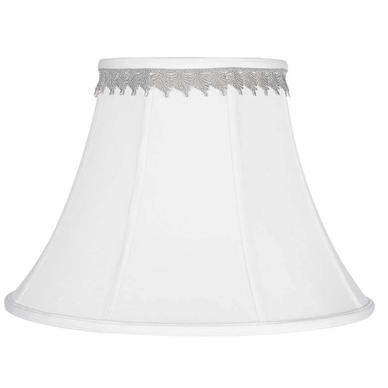 Image 1 White Bell Shade with Silver Leaf Trim 9x18x13 (Spider)