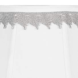 Image2 of White Bell Shade with Silver Leaf Trim 9x18x13 (Spider) more views