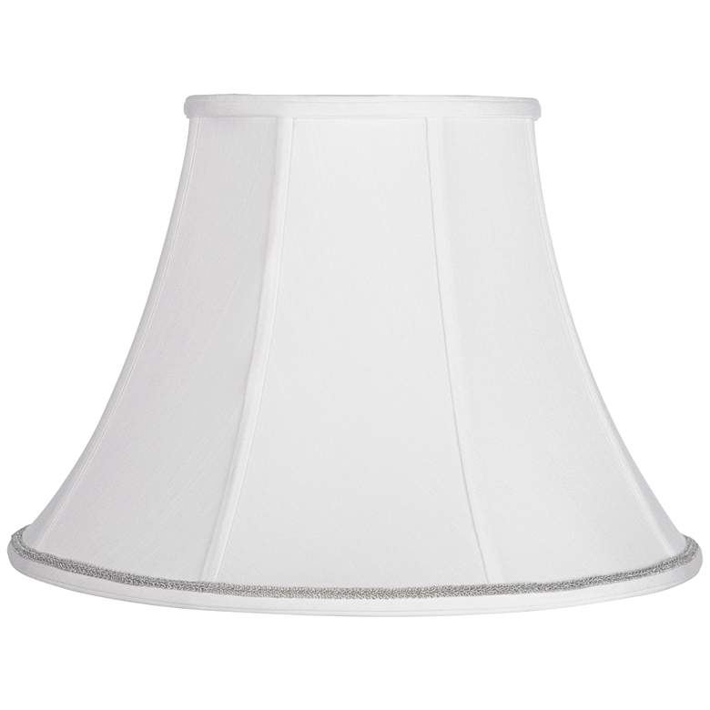 Image 1 White Bell Shade with Silver Scroll Trim 9x18x13 (Spider)