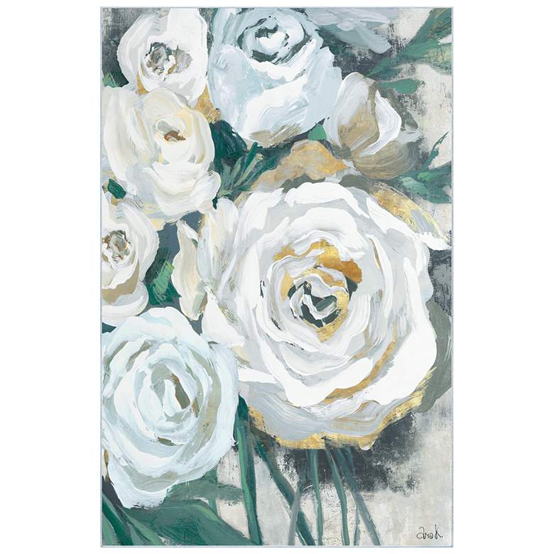 Image 1 White Bouquet of Florals II Washable Art Area Rug size 5'x8'