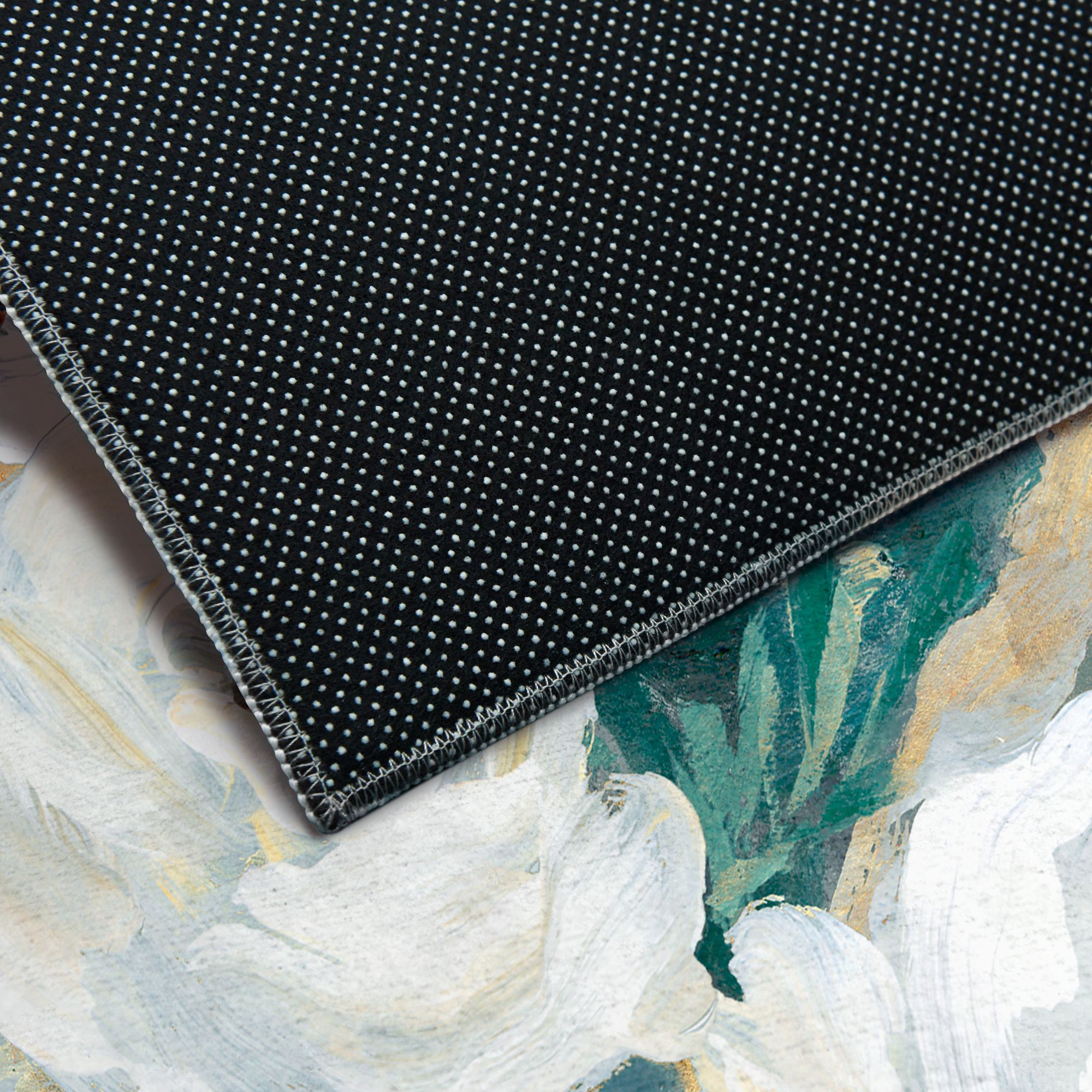 Image 4 White Bouquet of Florals II Washable Art Area Rug size 8'x10' more views