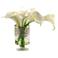 White Calla Lilies 18"W Faux Flowers in Glass Vase
