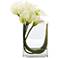 White Calla Lily 12"W Faux Flowers in Rectangular Glass Vase
