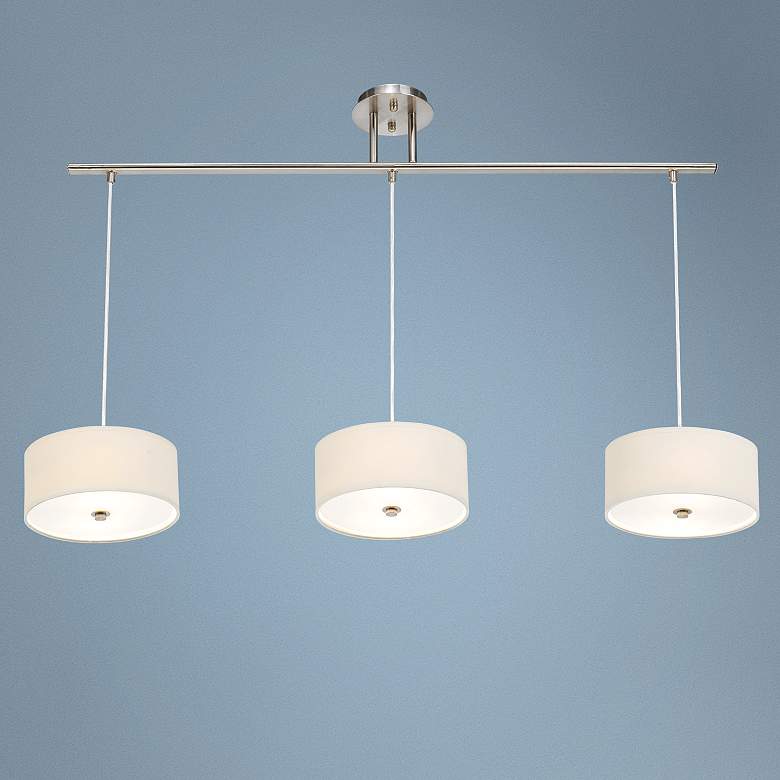 Image 1 White Canvas 50 inch Wide Three Bar Hanging Small Pendants