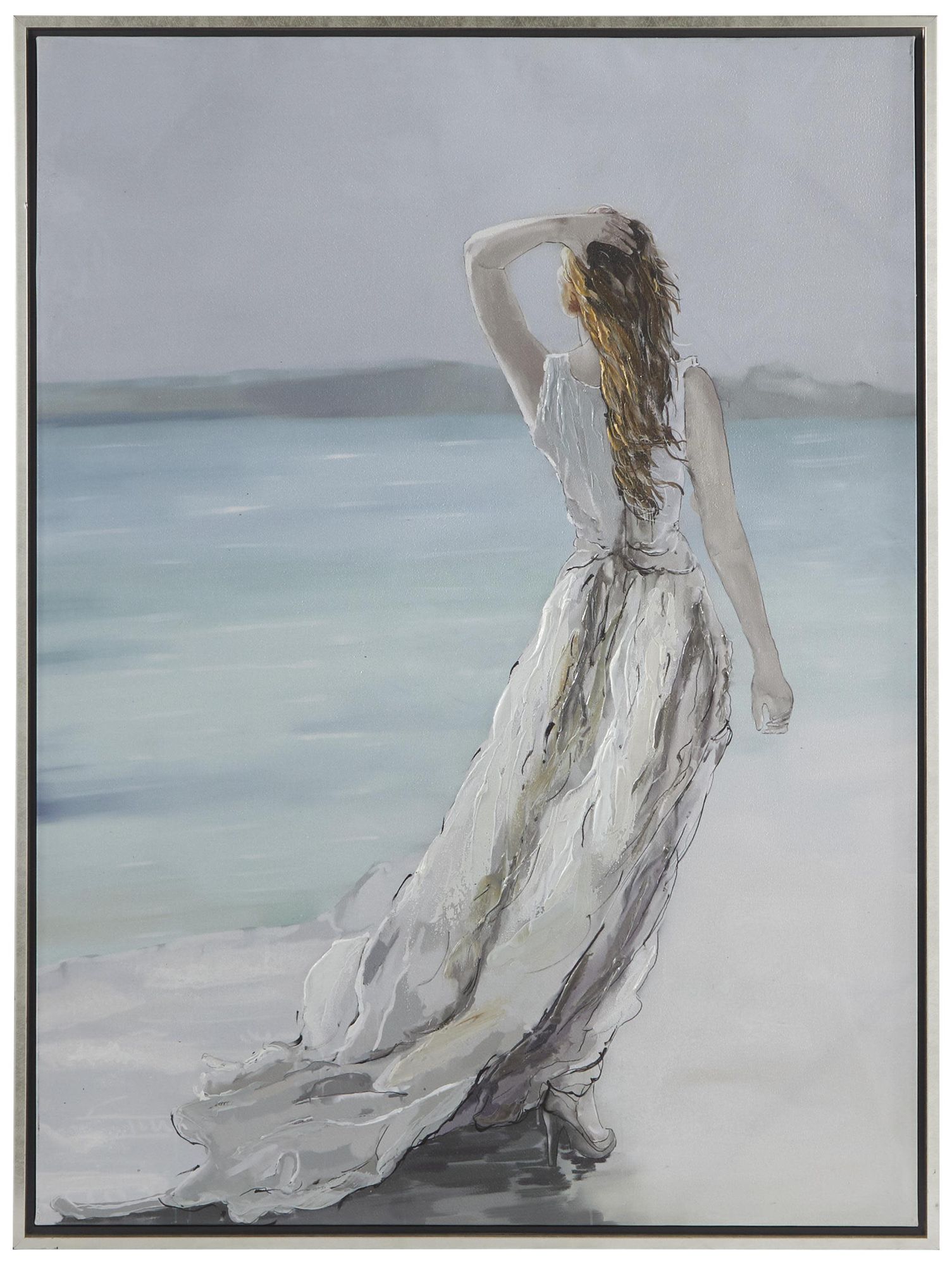 Image 2 White Canvas Coastal Framed Wall Art, 36" x 1" x 47"