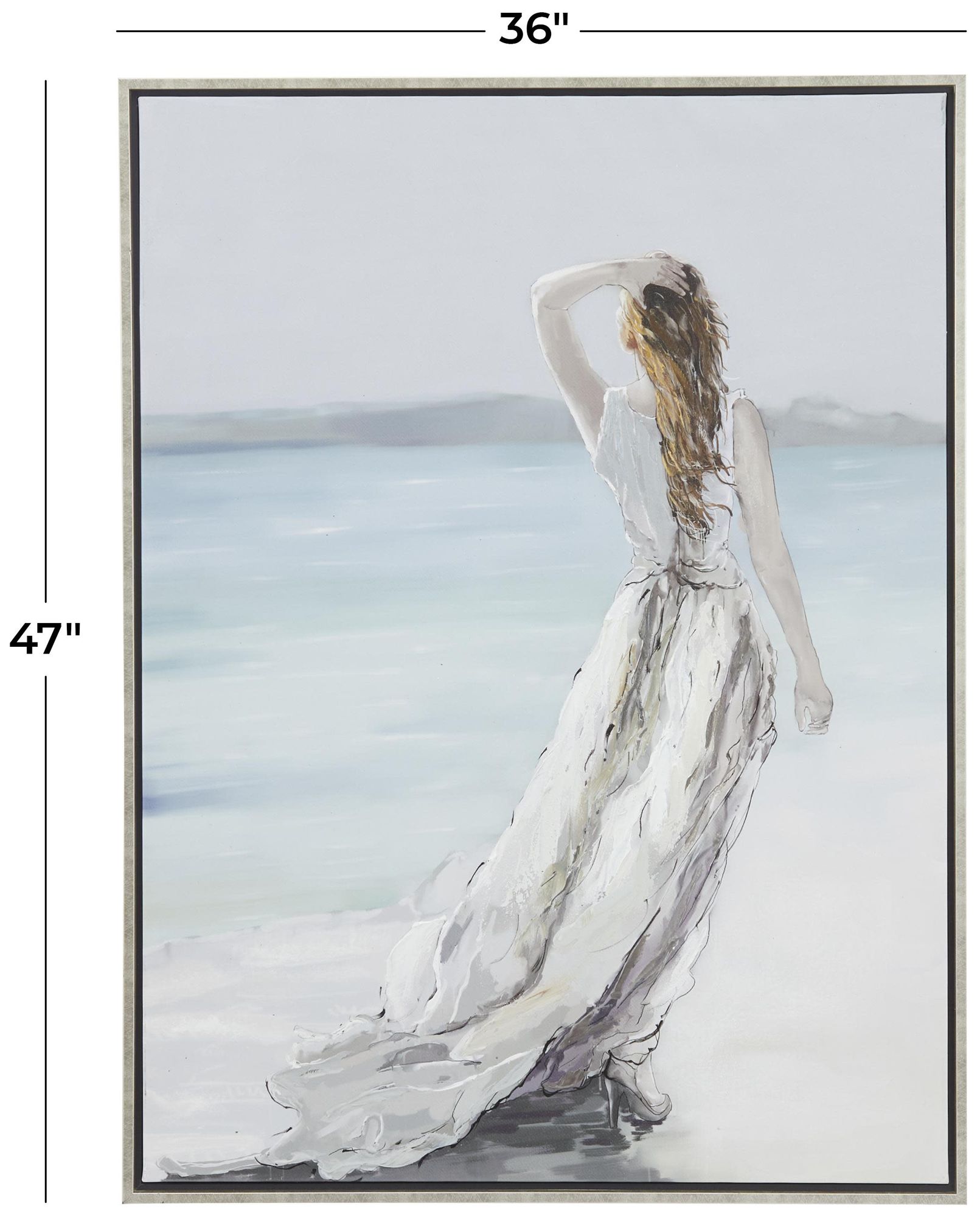 Image 6 White Canvas Coastal Framed Wall Art, 36" x 1" x 47" more views