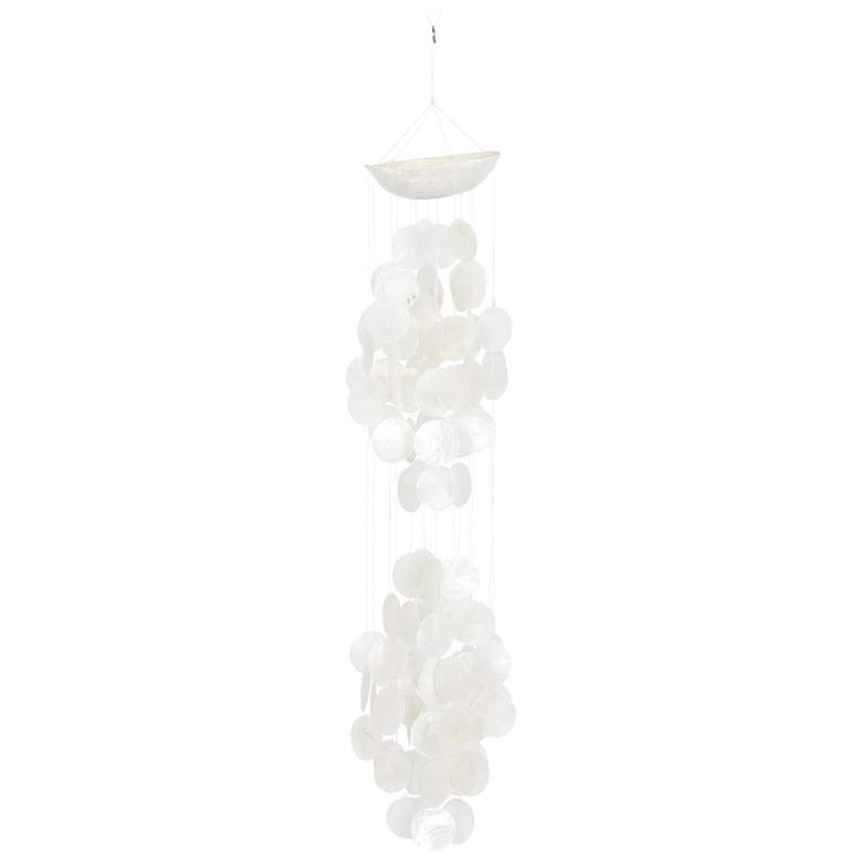 Image 1 White Capiz Shell Coastal Windchime, 5" x 5" x 27"