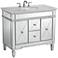 White Carrara Marble 40" Wide Mirrored Single Sink Vanity