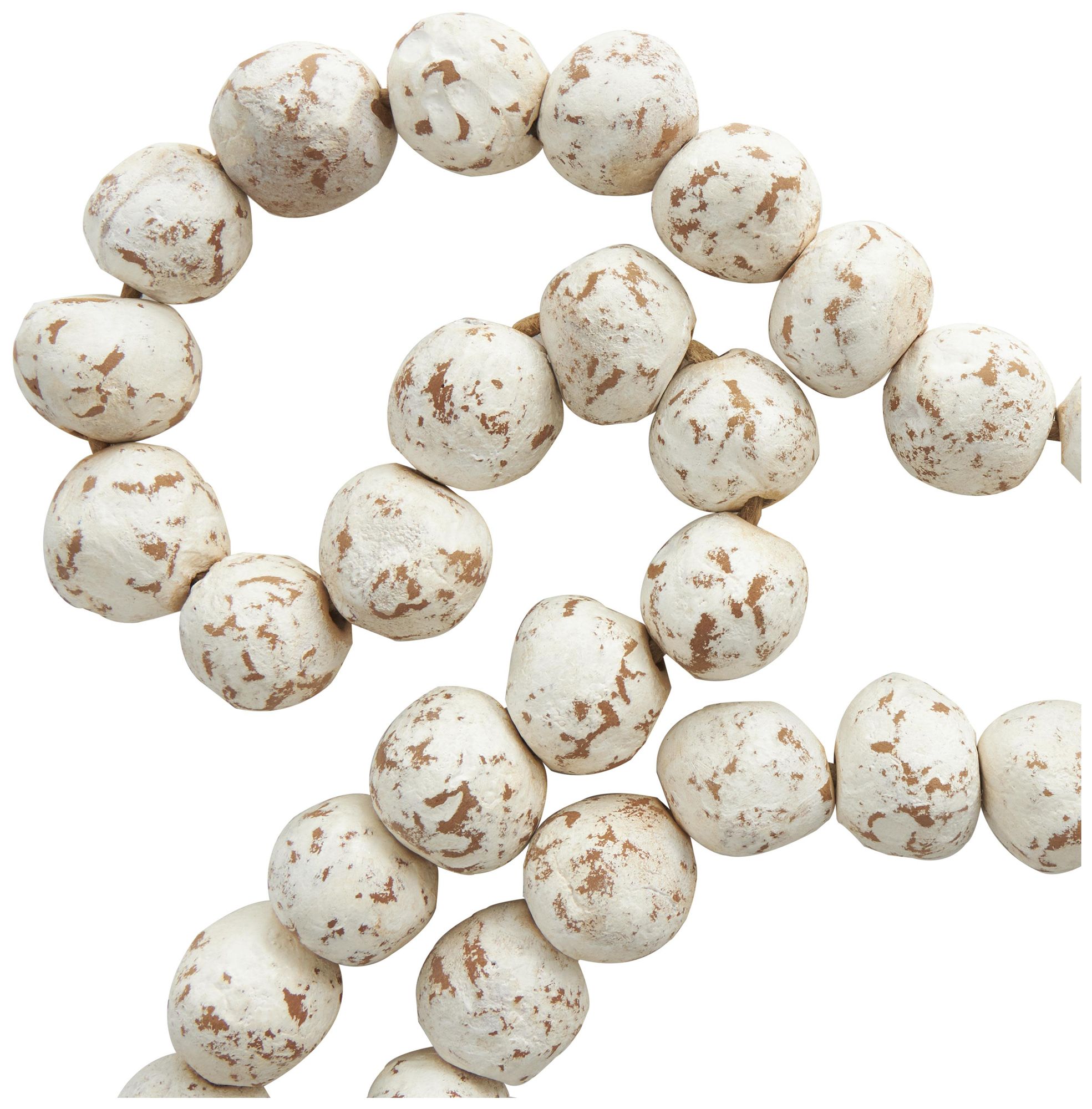 Image 2 White Ceramic Bohemian Garland with Tassel, 62" x 2" x 2" more views