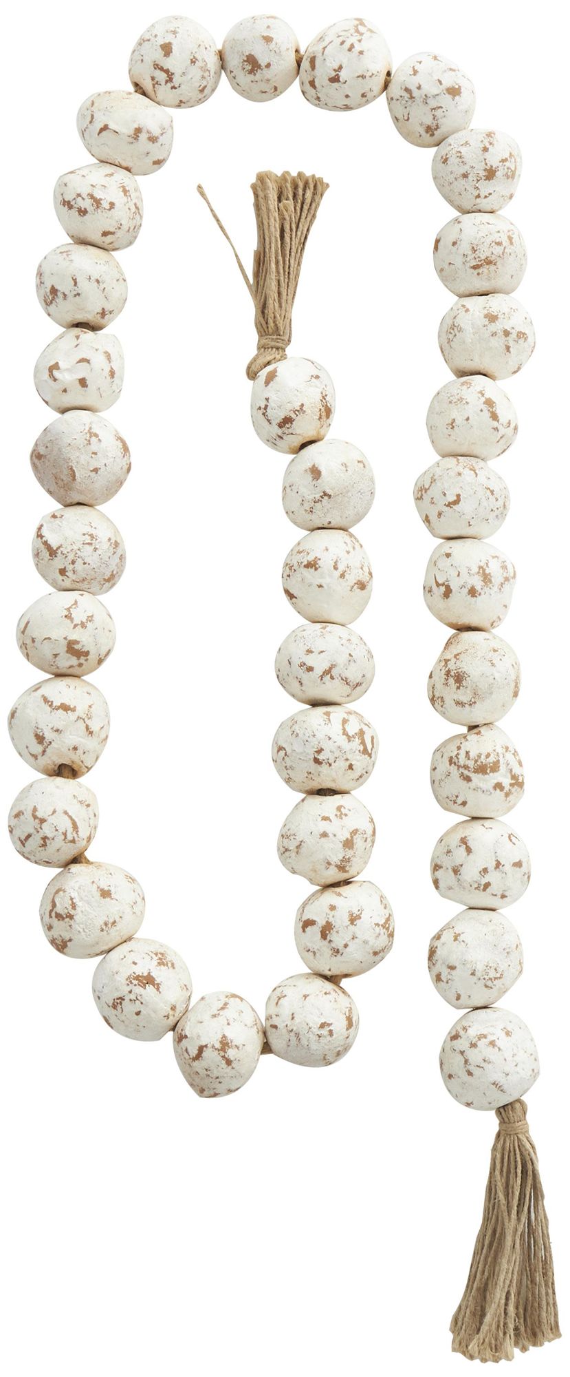 Image 5 White Ceramic Bohemian Garland with Tassel, 62" x 2" x 2" more views