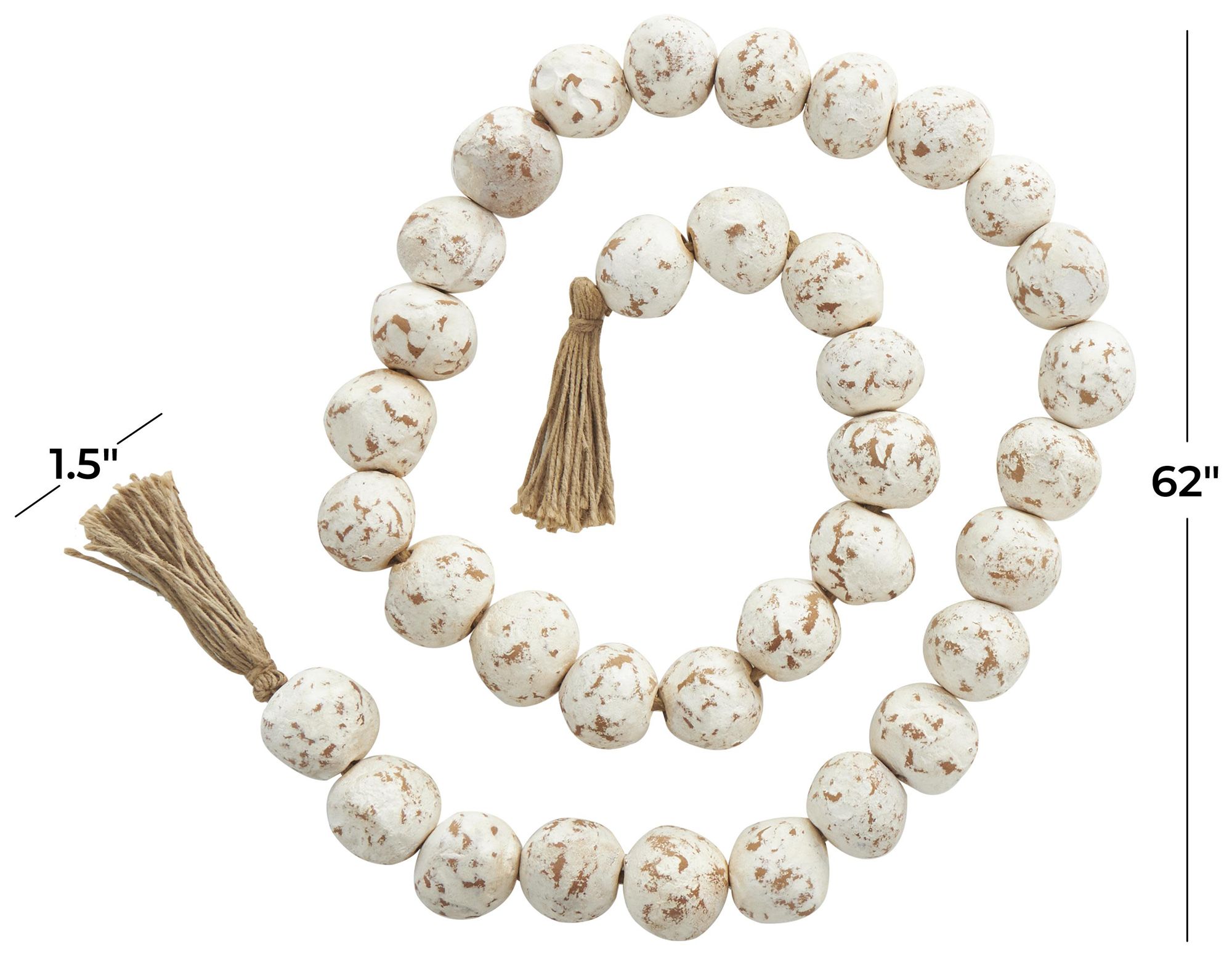 Image 7 White Ceramic Bohemian Garland with Tassel, 62" x 2" x 2" more views