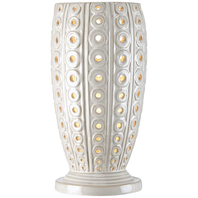 Image 1 White Ceramic Circles 14 inch High Accent Lamp
