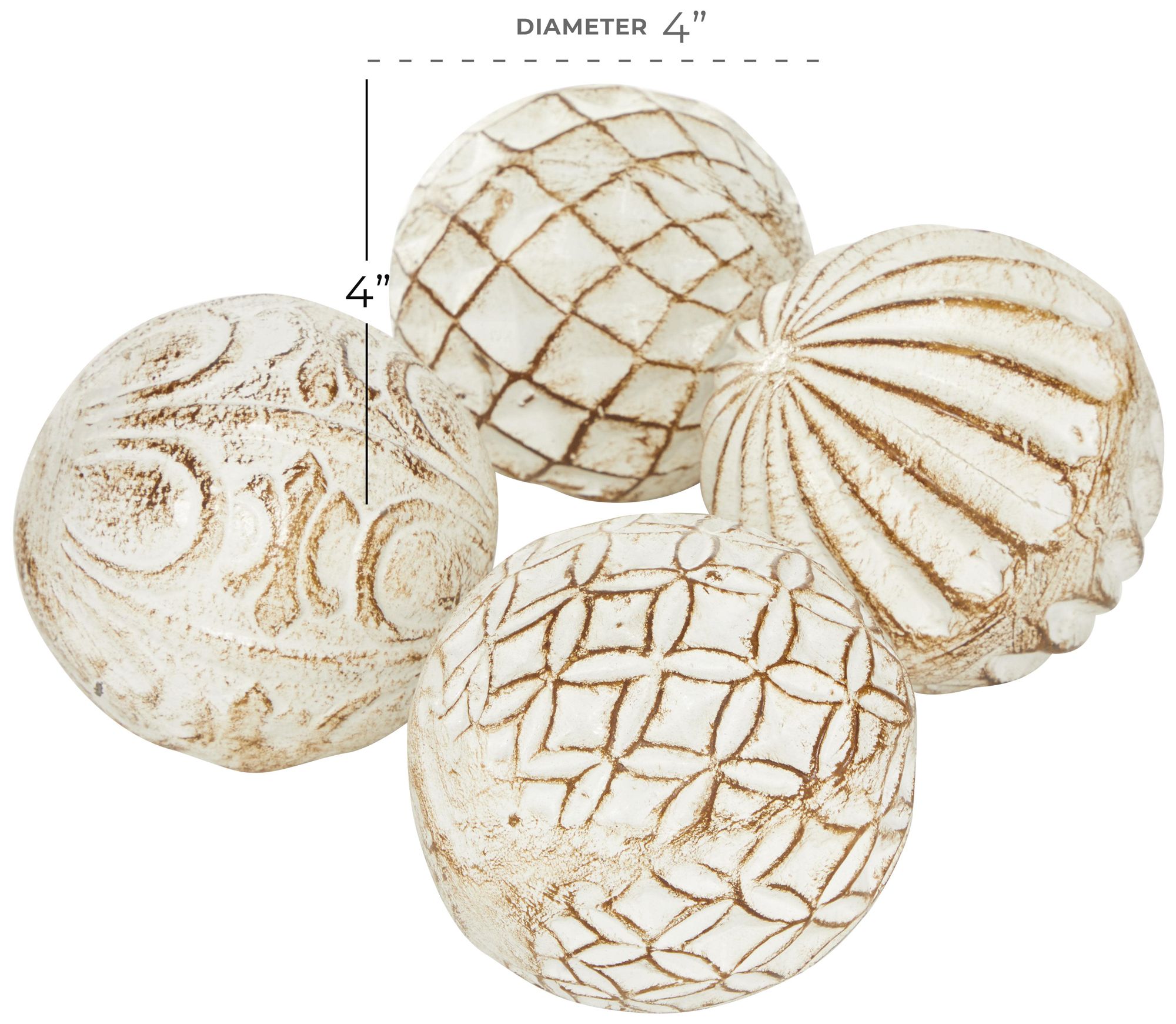 Image 7 White Ceramic Coastal Orbs & Vase Filler, S/4 4"W, 4"H more views