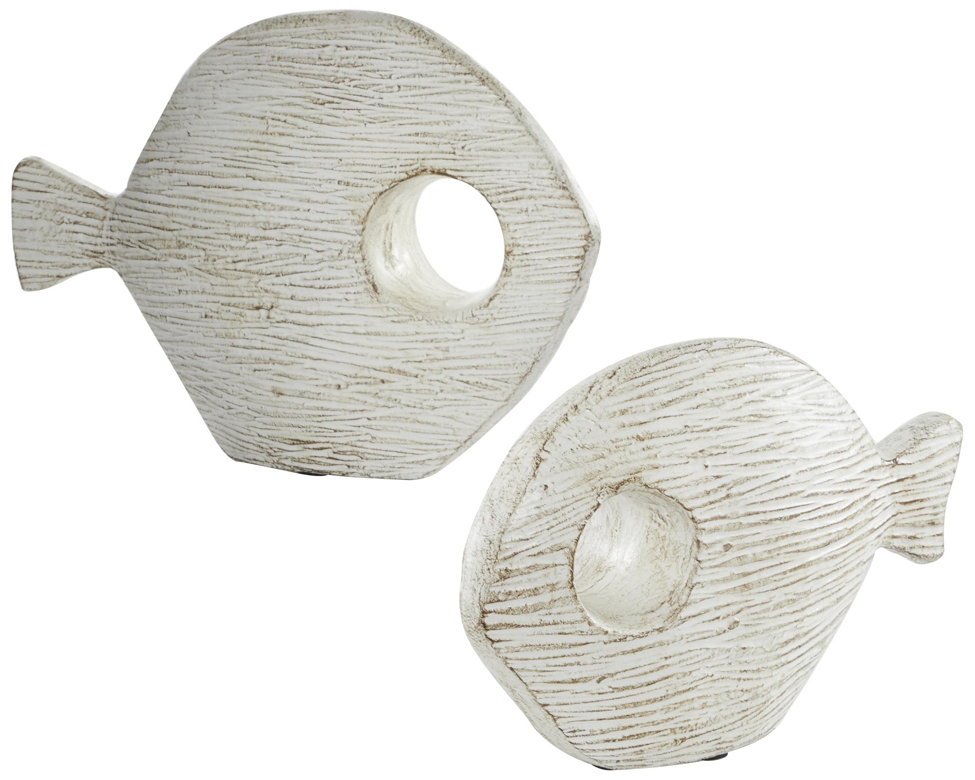 Image 2 White Ceramic Coastal Sculpture, S/2 13", 9"H