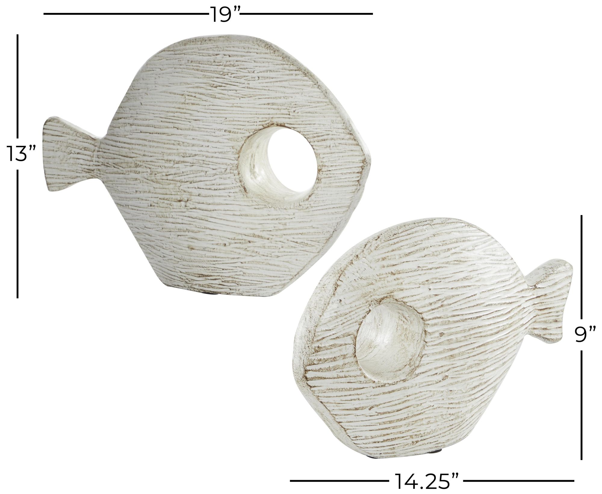 Image 7 White Ceramic Coastal Sculpture, S/2 13", 9"H more views