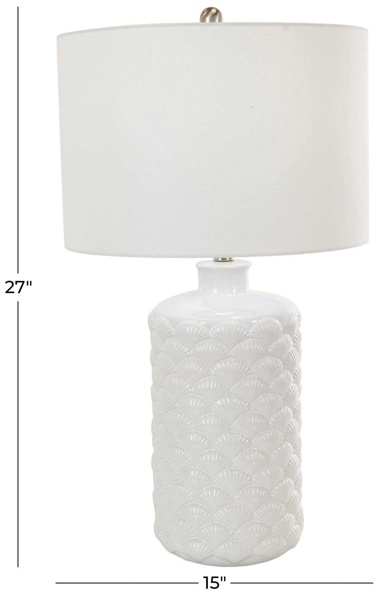 Image 7 White Ceramic Coastal Table Lamp, 15" x 15" x 27" more views