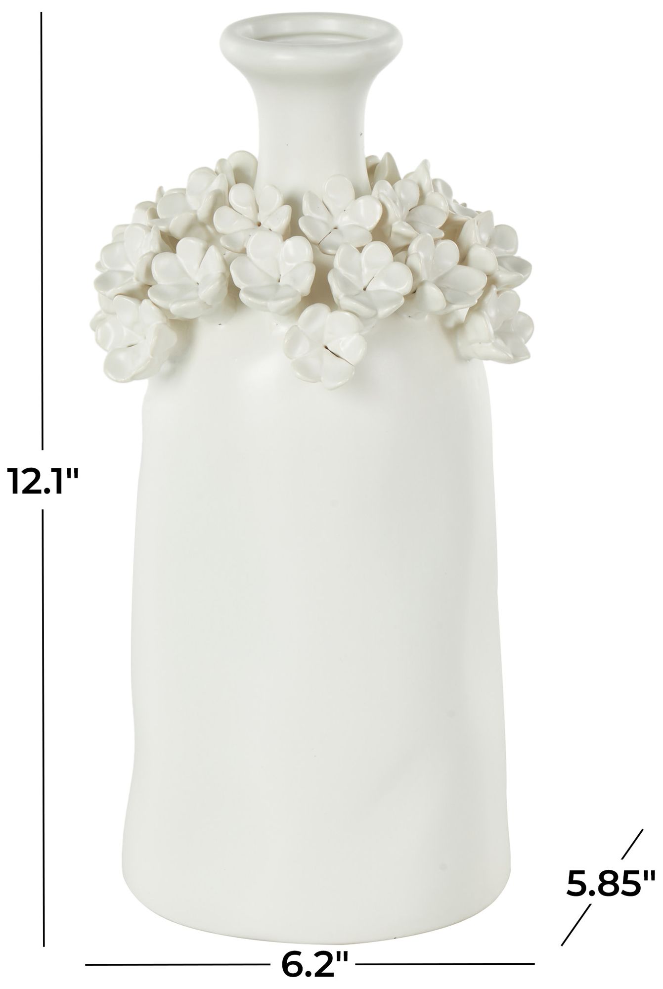 Image 7 White Ceramic Contemporary Vase, 6" x 6" x 12" more views