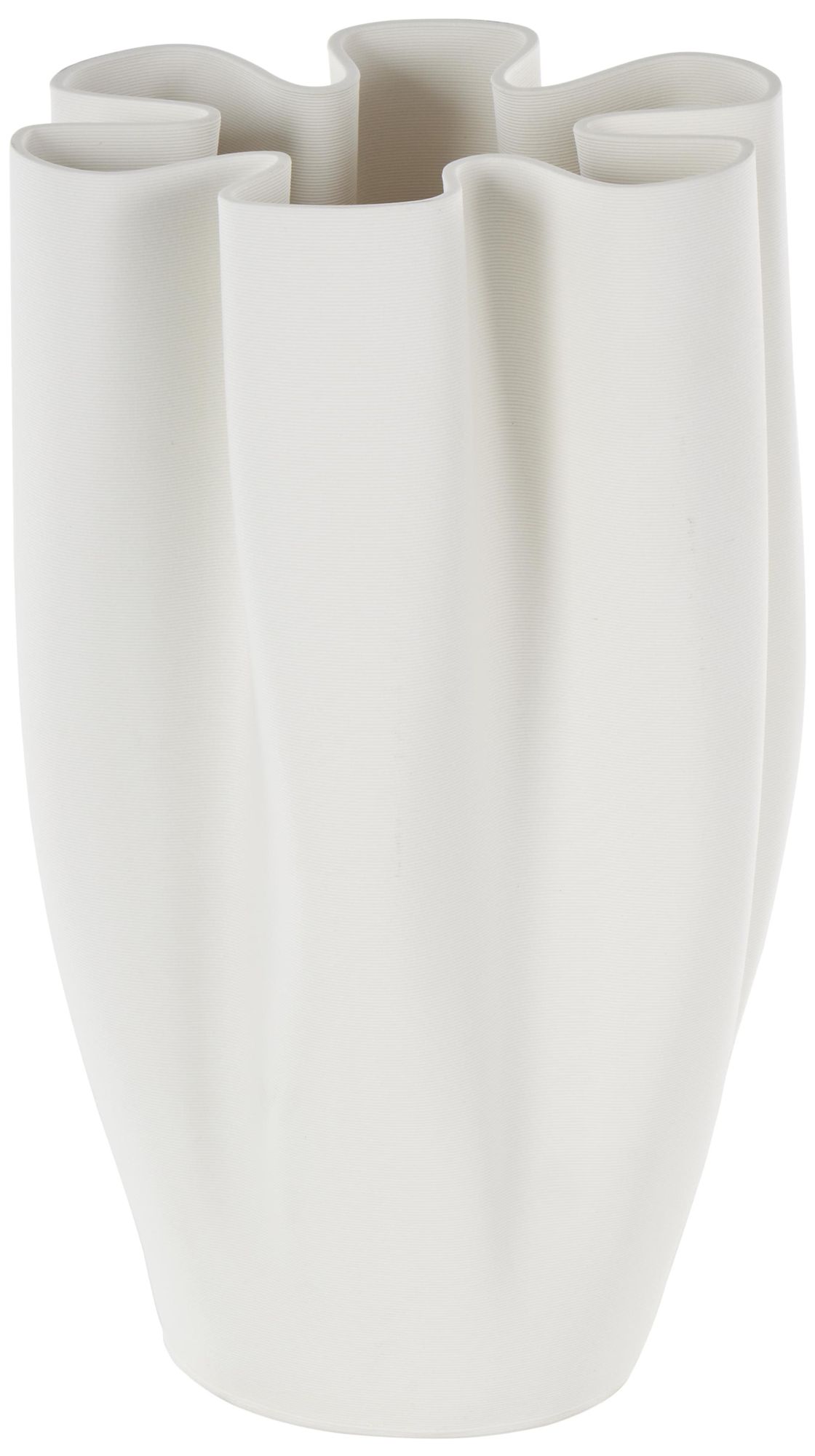 Image 2 White Ceramic Contemporary Vase, 8" x 7" x 13"