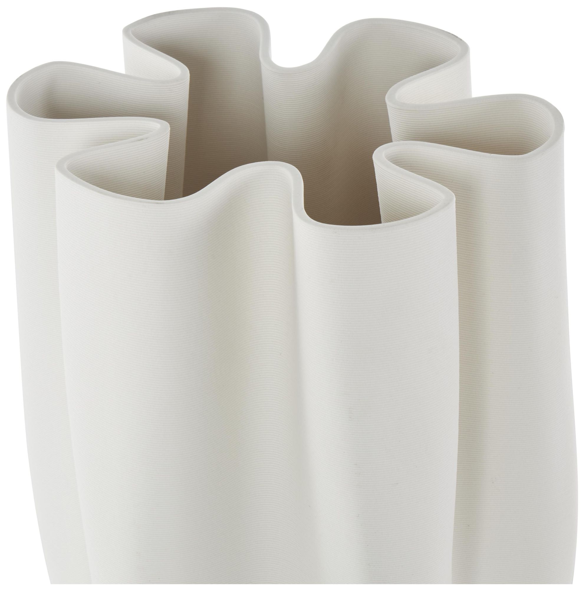 Image 4 White Ceramic Contemporary Vase, 8" x 7" x 13" more views