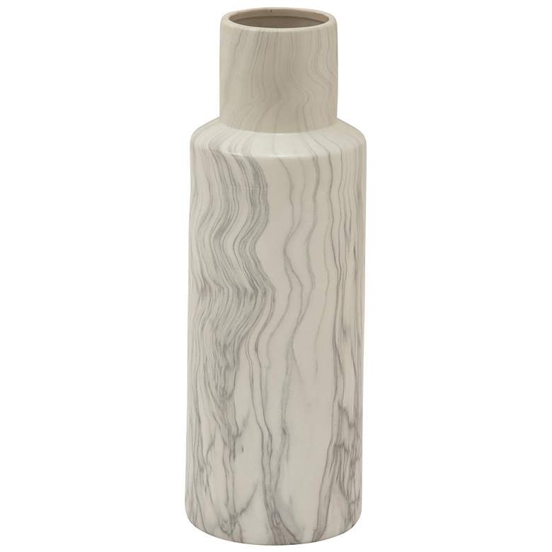 Image 1 White Ceramic Contemporary Vase, 8" x 7" x 21"