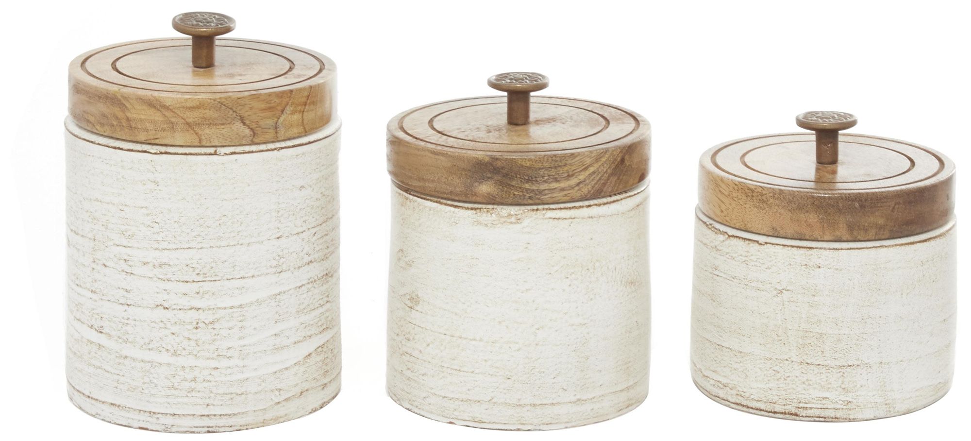 Image 5 White Ceramic Country Cottage Decorative Jars, S/3 8", 8", 7"H more views