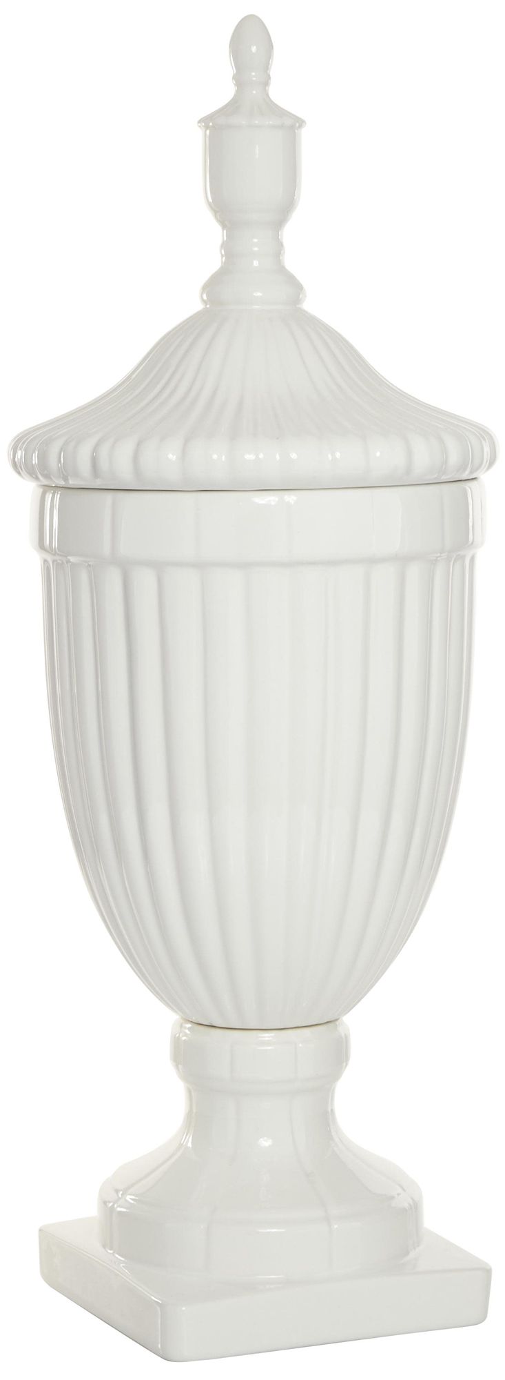 Image 2 White Ceramic Country Decorative Jars, 10" x 10" x 26"