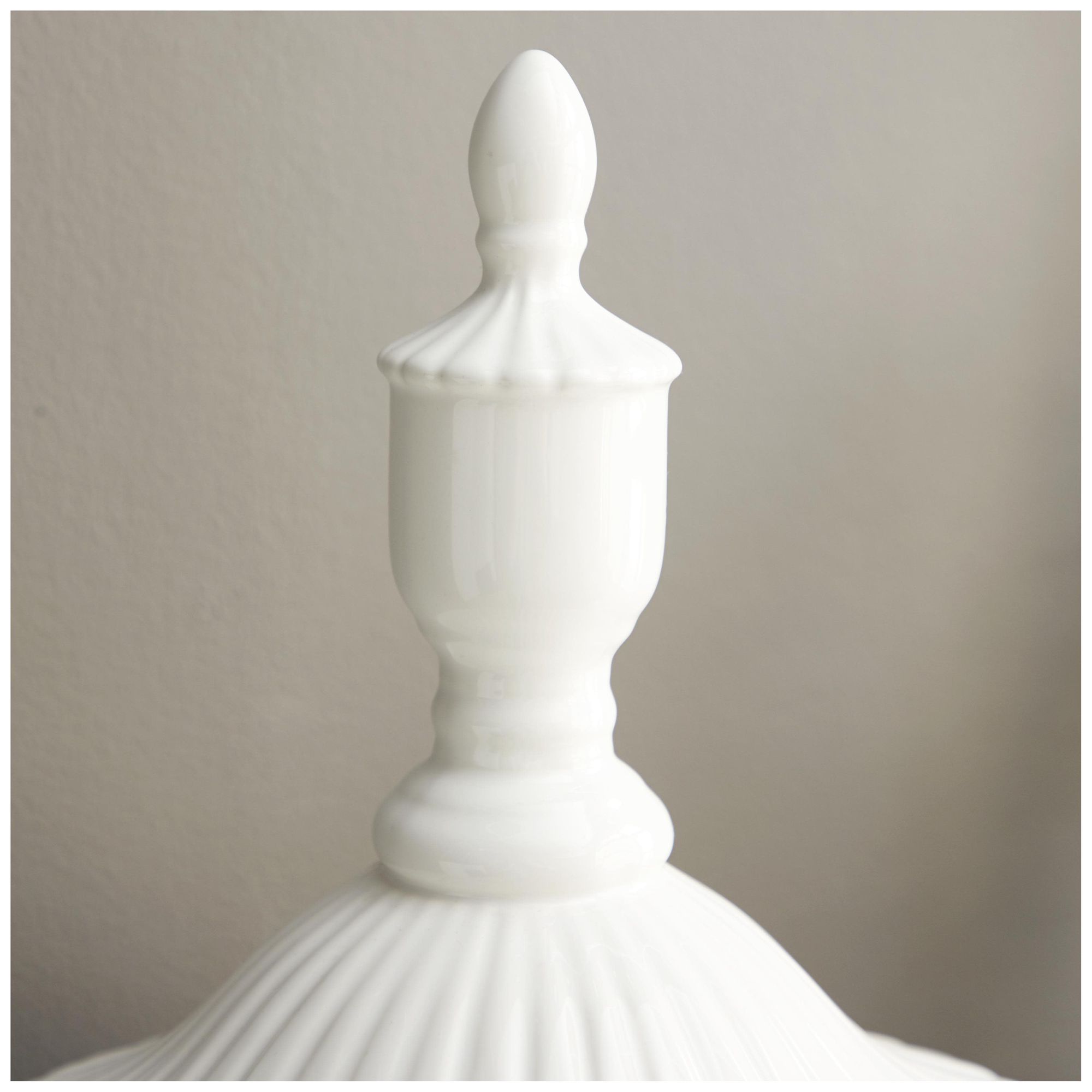 Image 4 White Ceramic Country Decorative Jars, 10" x 10" x 26" more views