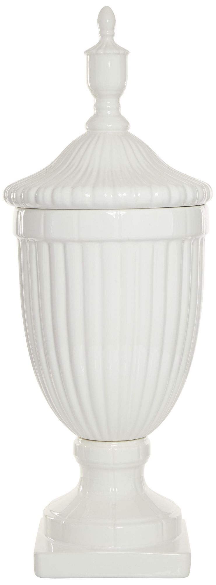 Image 5 White Ceramic Country Decorative Jars, 10" x 10" x 26" more views