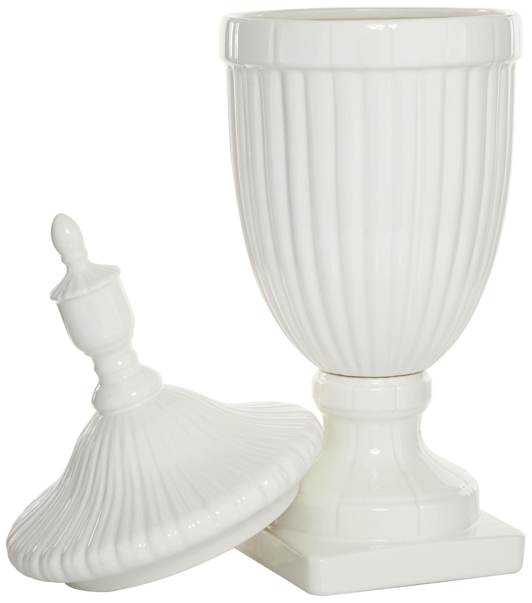 Image 6 White Ceramic Country Decorative Jars, 10" x 10" x 26" more views