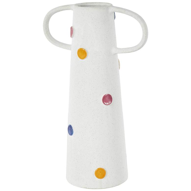 Image 2 White Ceramic Eclectic Vase, 10" x 6" x 16"