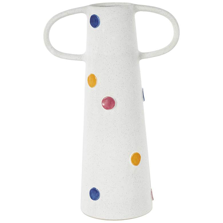 Image 5 White Ceramic Eclectic Vase, 10" x 6" x 16" more views