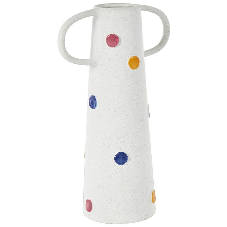 Image 6 White Ceramic Eclectic Vase, 10" x 6" x 16" more views