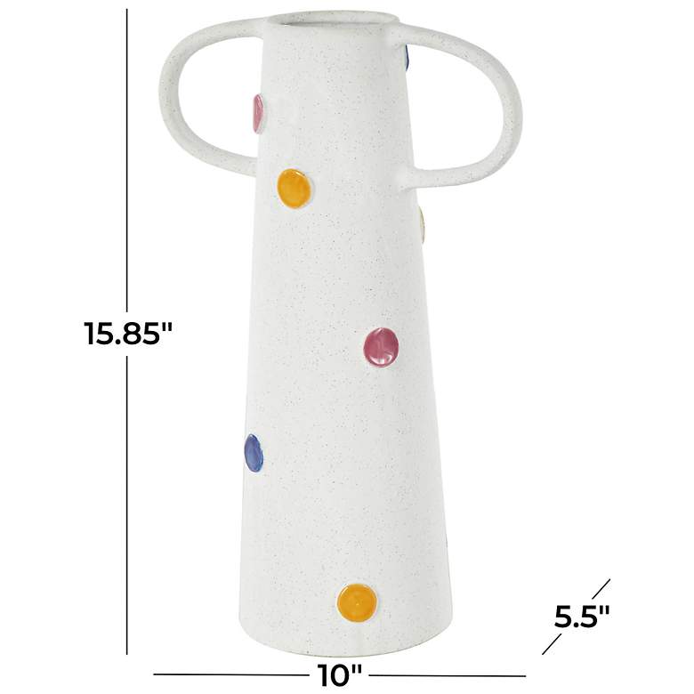 Image 7 White Ceramic Eclectic Vase, 10" x 6" x 16" more views