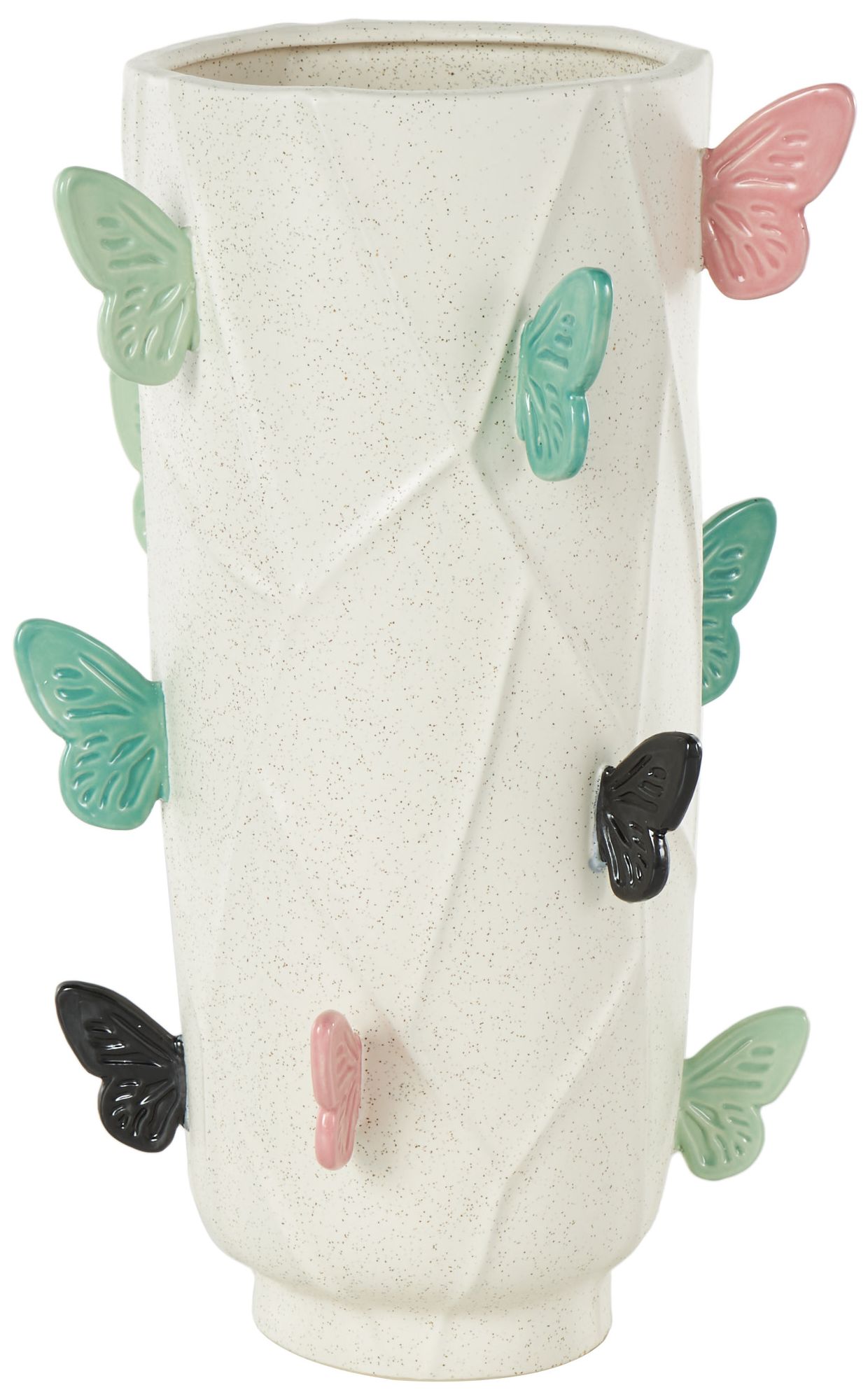 Image 2 White Ceramic Eclectic Vase, 9" x 10" x 16"