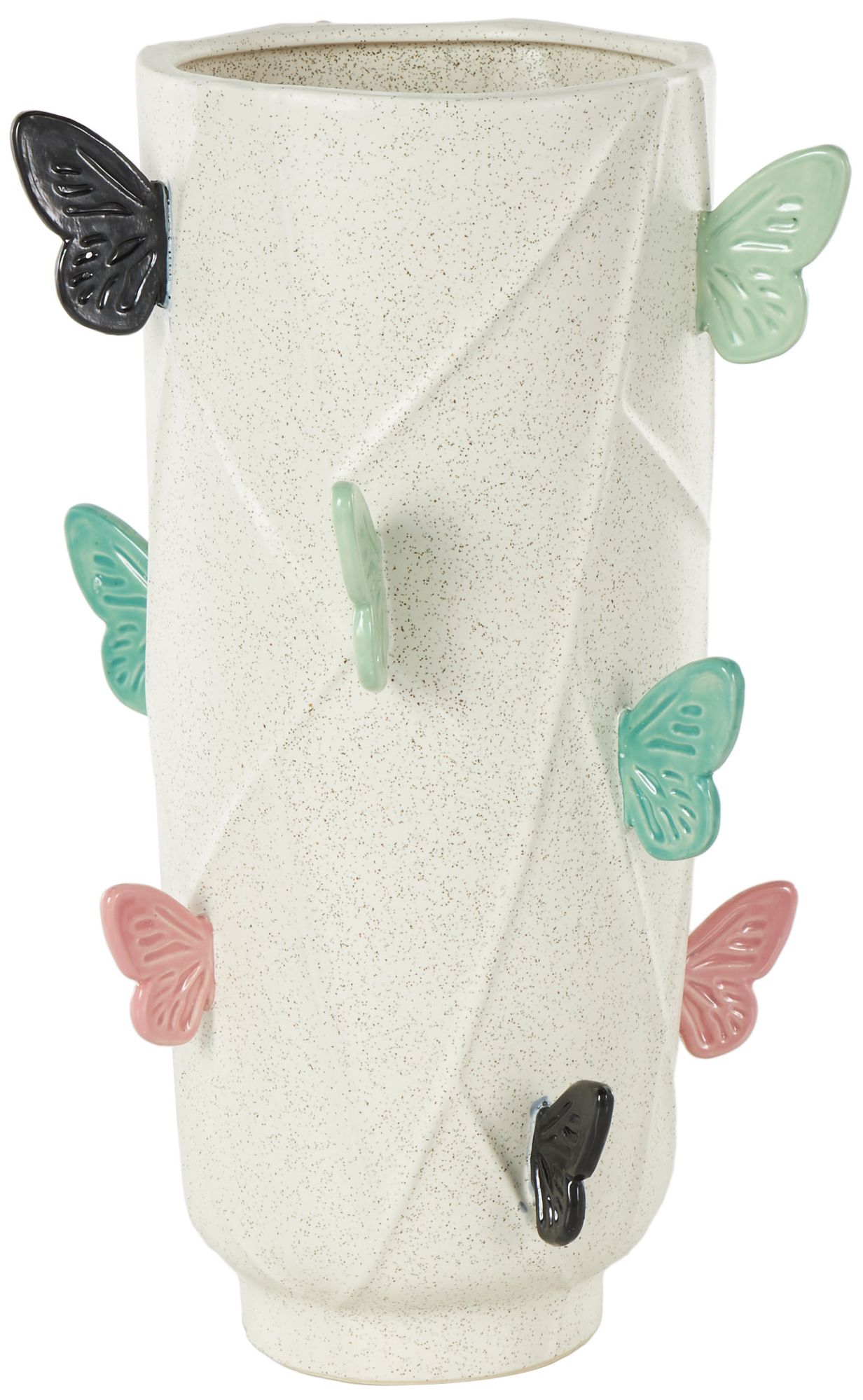 Image 5 White Ceramic Eclectic Vase, 9" x 10" x 16" more views