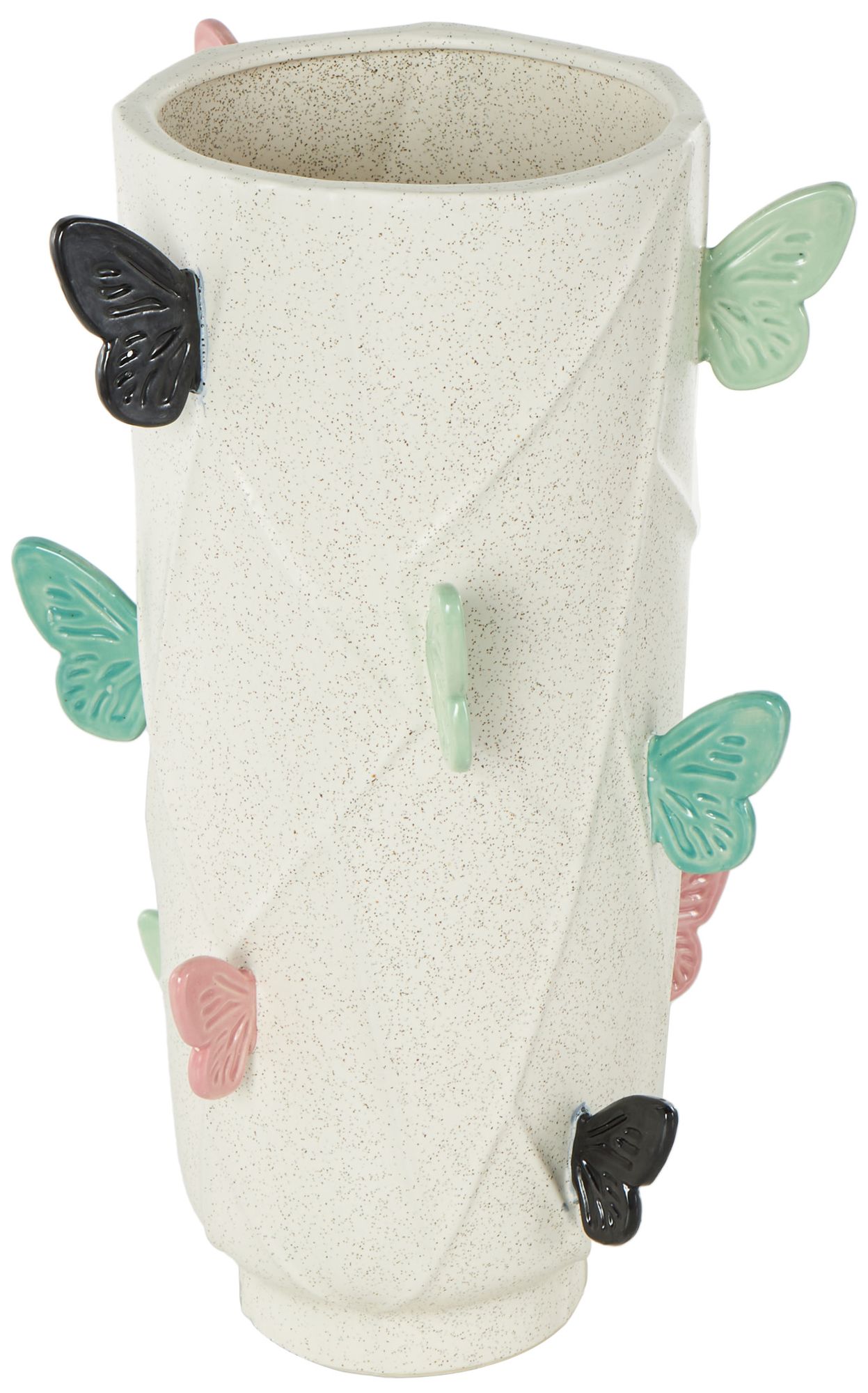 Image 6 White Ceramic Eclectic Vase, 9" x 10" x 16" more views