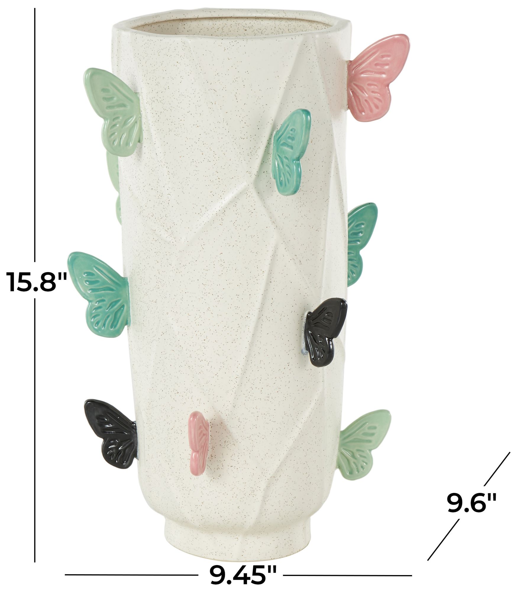 Image 7 White Ceramic Eclectic Vase, 9" x 10" x 16" more views