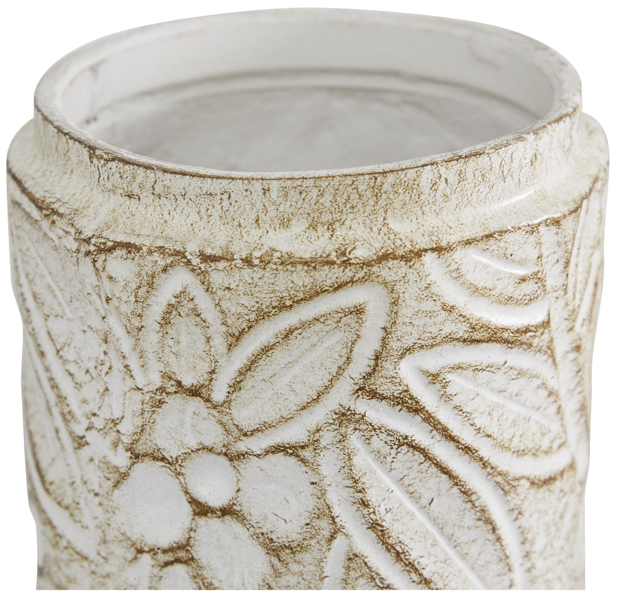 Image 3 White Ceramic Farmhouse Decorative Jars, S/2 9", 11"H more views