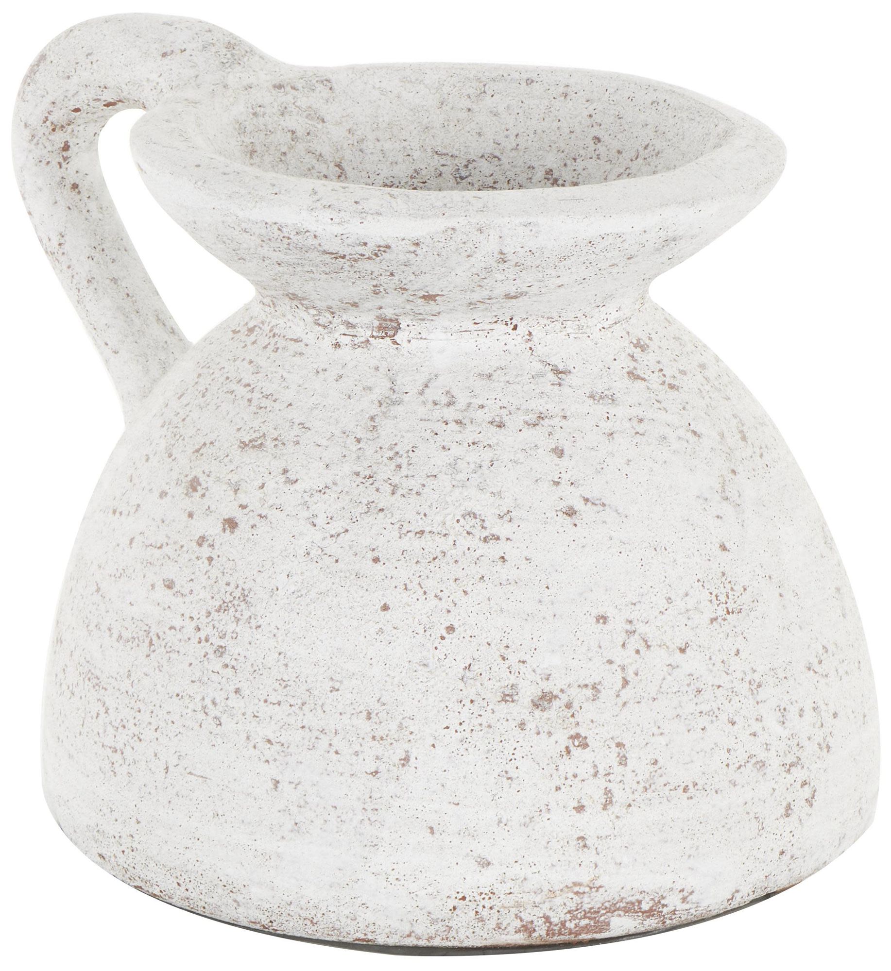 Image 6 White Ceramic Farmhouse Vase, 11" x 9" x 9" more views