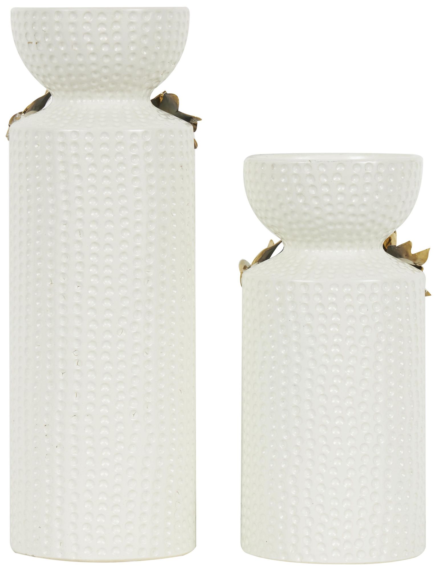 Image 5 White Ceramic Glam Candle Holder, S/2 12", 9"H more views