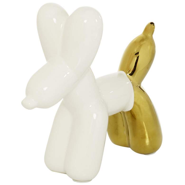 Image 2 White Ceramic Glam Sculpture, 7" x 3" x 7"