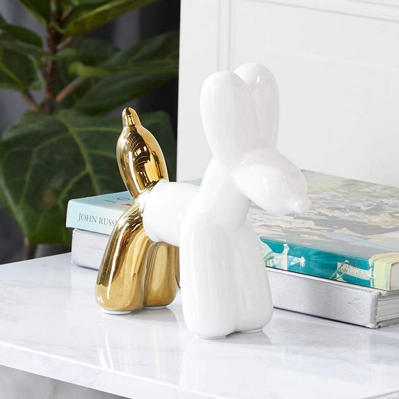 Image 1 White Ceramic Glam Sculpture, 7" x 3" x 7"