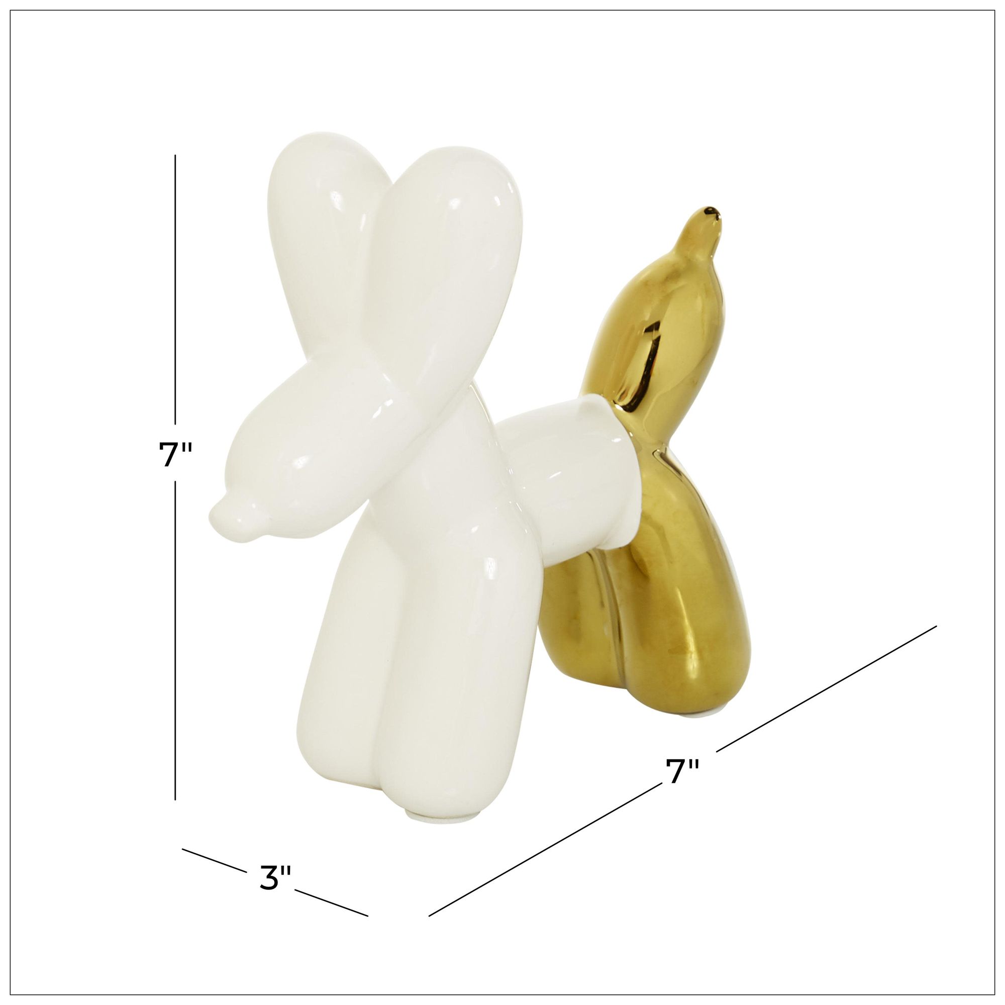 Image 7 White Ceramic Glam Sculpture, 7" x 3" x 7" more views