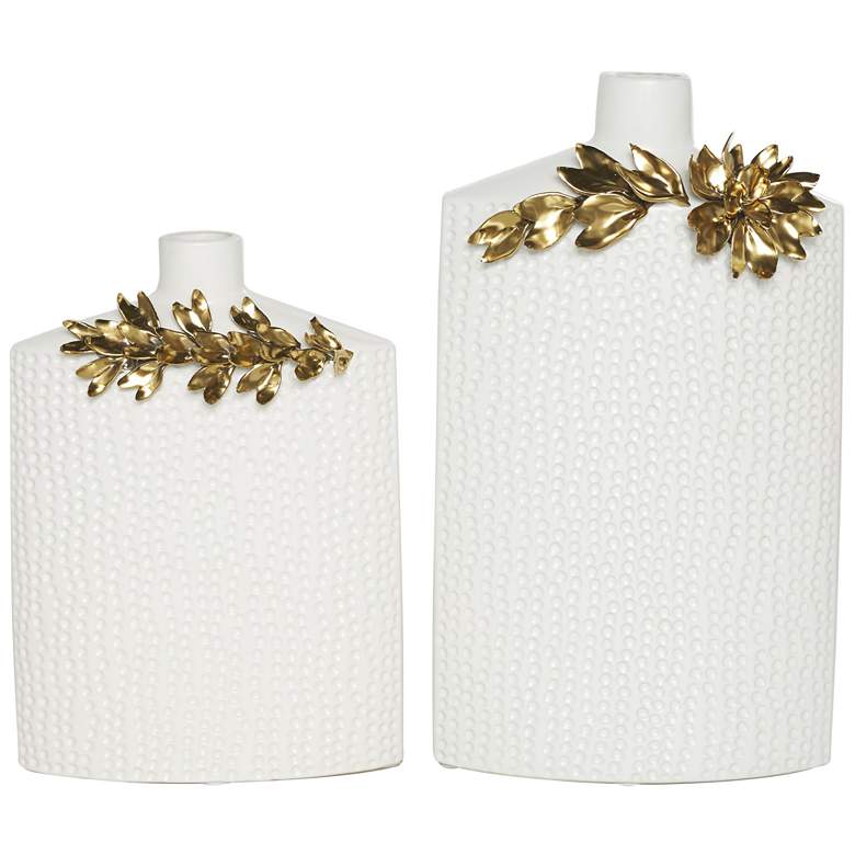 Image 1 White Ceramic Glam Vase, S/2 16", 12"H